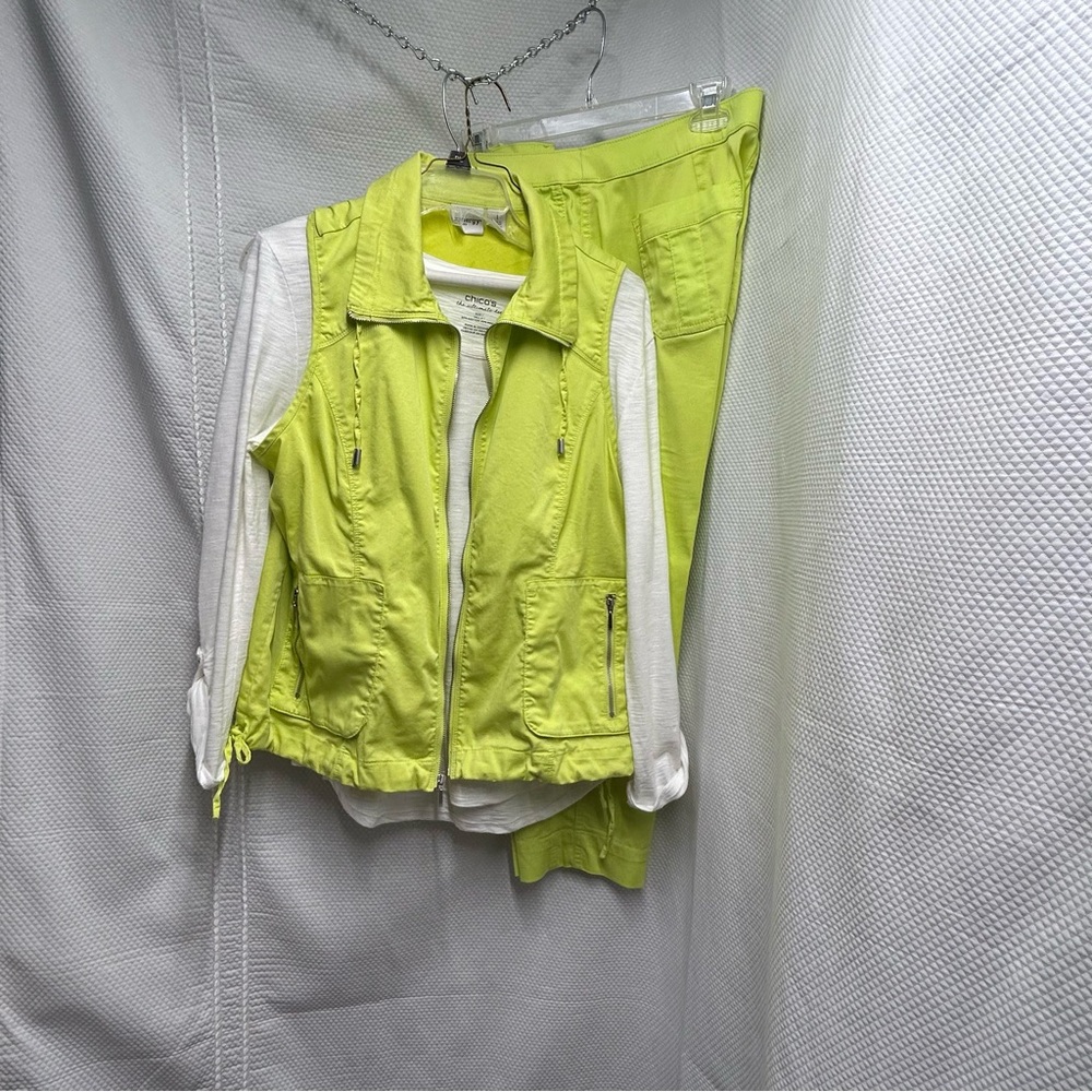 Chico’s Lime Green Women's Vest and Pants 3 pc. Set‎